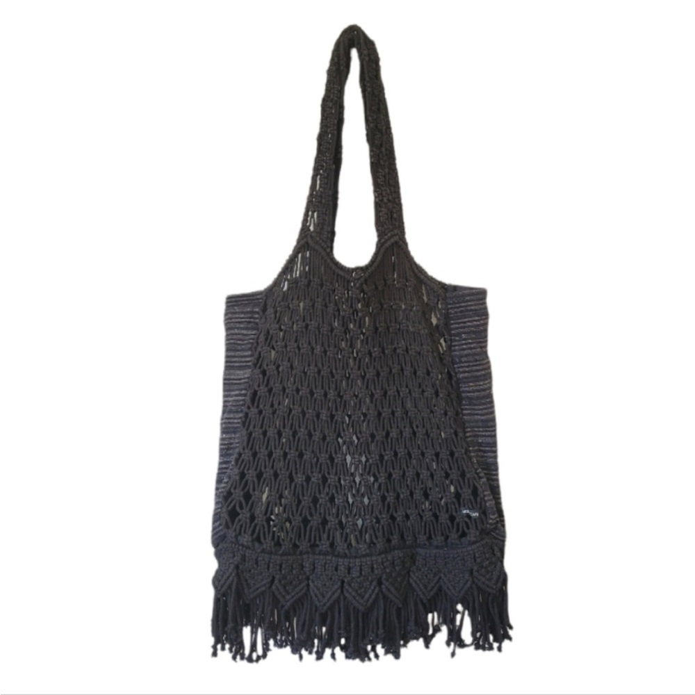 Volcom Road Tripper Crochet Tote Bag Black‎ 16x14x7